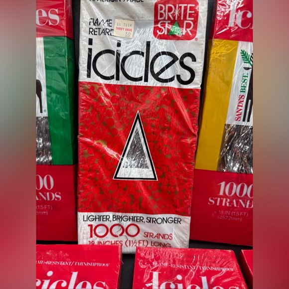 VINTAGE LOT OF 7 CHRISTMAS TREE SILVER TINSEL / ICICLES - Picture 5 of 7